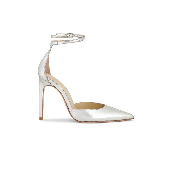 RAYE Dania Pump in Chrome Metallic silver high heels strappy pointed toe - Picture 1 of 14